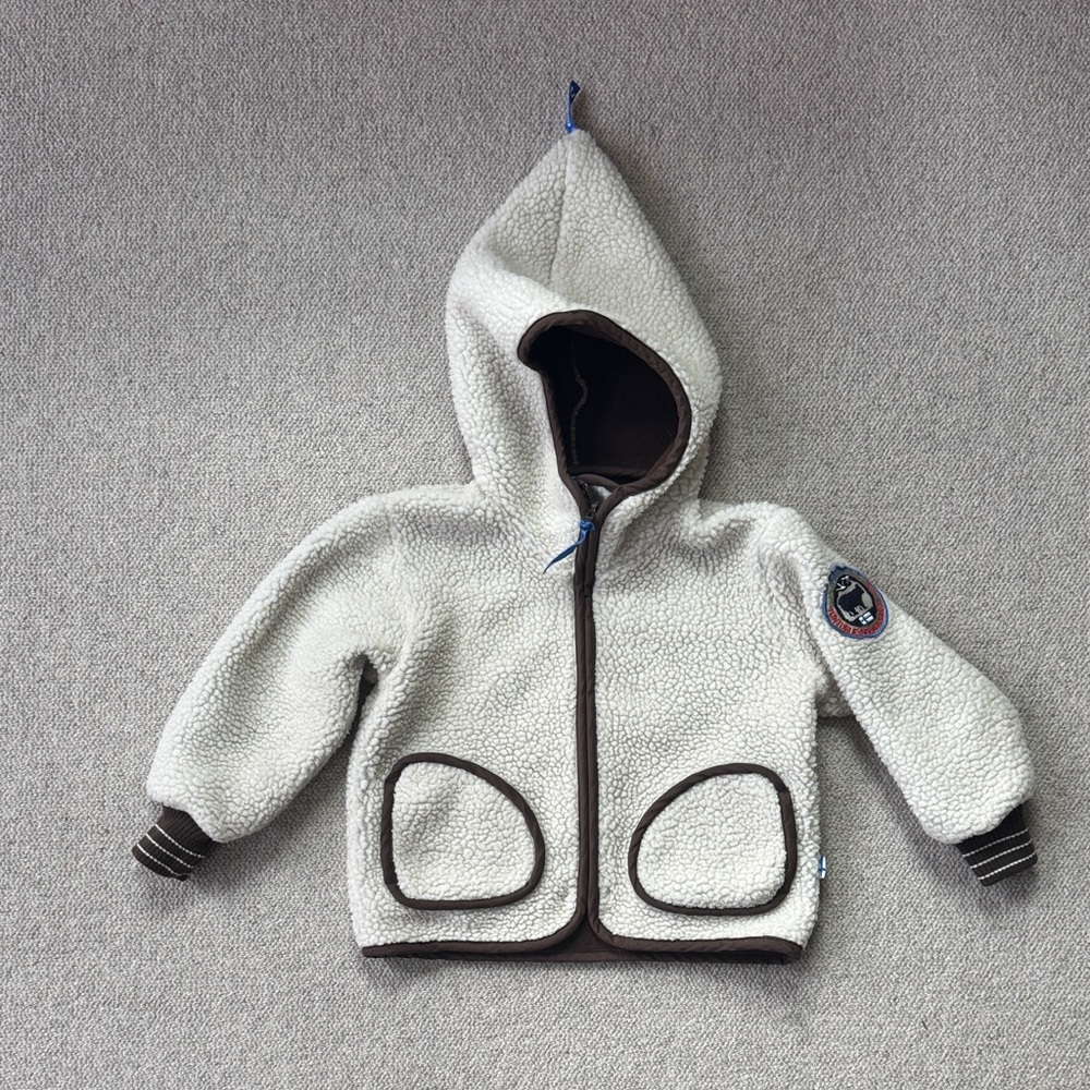 Cozy Cream Kids Jacket with Brown Accents